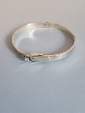 Vintage Mexico Belt Buckle 925 Sterling Silver Bangle Bracelet 21.59 Grams
